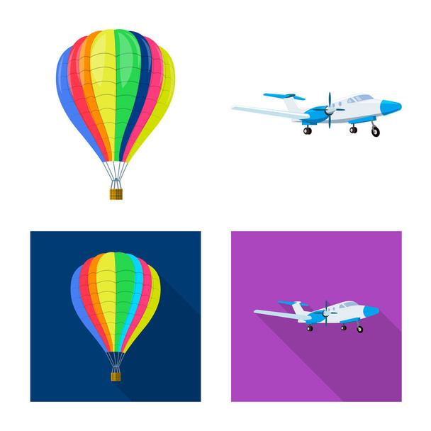 Vector illustration of plane and transport logo. Collection of plane and sky stock symbol for web. - Вектор,изображение