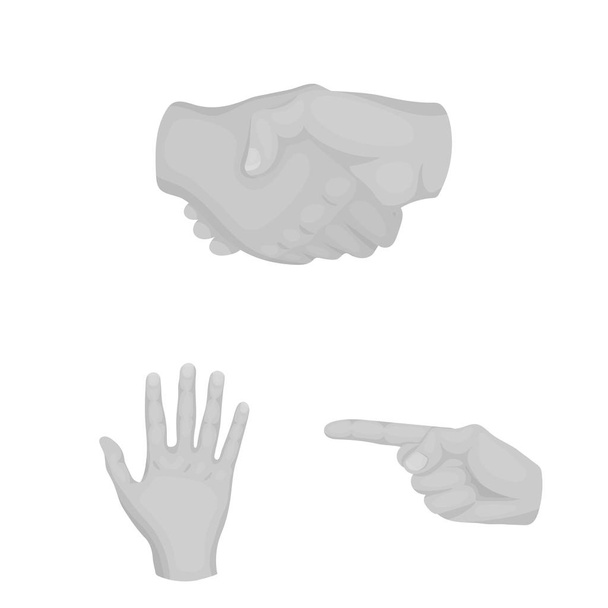 Handgesten monochromen Symbolen in Set-Kollektion für Design. Handfläche und Finger Vektor Symbol Stock Web Illustration. - Vektor, Bild