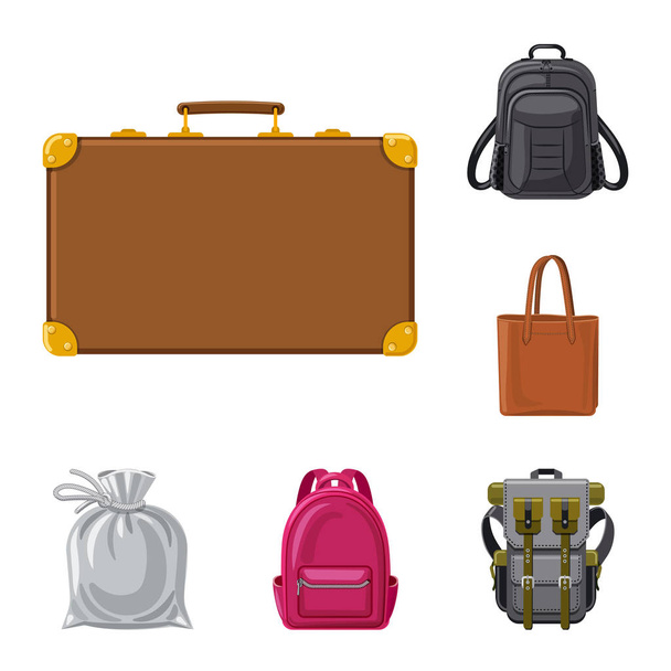 Isolated object of suitcase and baggage logo. Set of suitcase and journey vector icon for stock. - Вектор, зображення