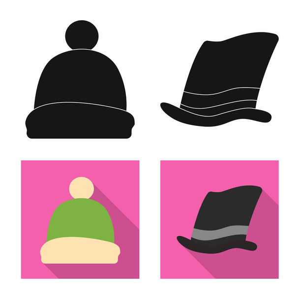 Vector design of headgear and cap icon. Collection of headgear and accessory vector icon for stock. - Вектор,изображение