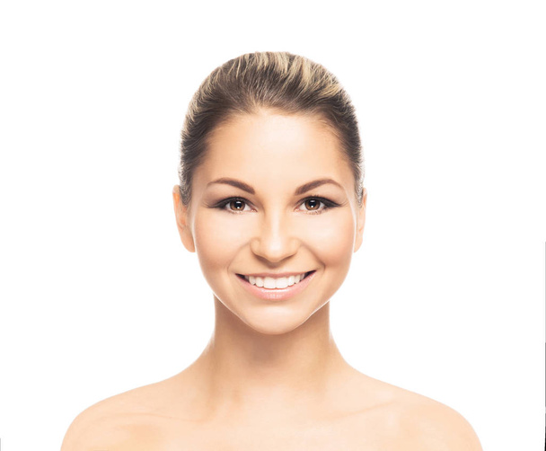 Human face isolated on white background. Spa portrait of beautiful, fresh and healthy woman. - Foto, Imagem