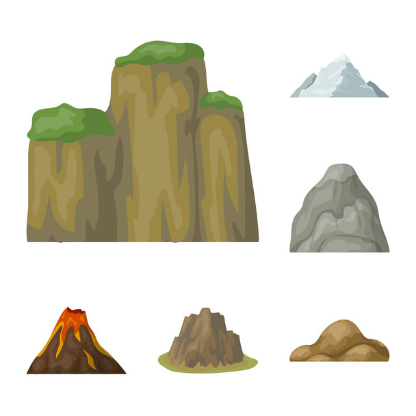 Different mountains cartoon icons in set collection for design.Mountains and landscape vector symbol stock web illustration. - Вектор, зображення