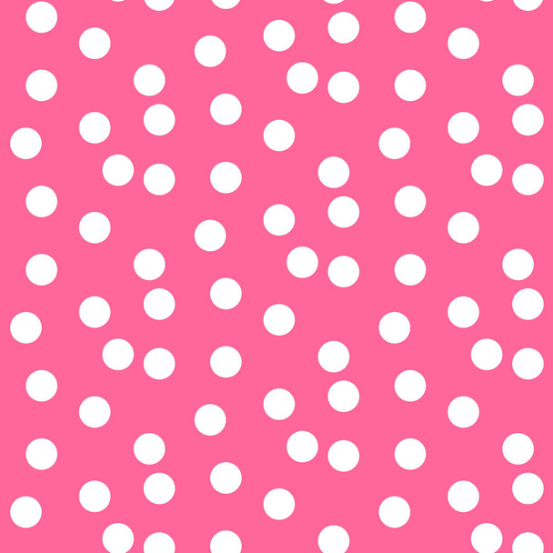 赤ちゃんピンクの背景には、ドット水玉模様のシームレスなパターンが点在しています。ベクトル図. - ベクター画像