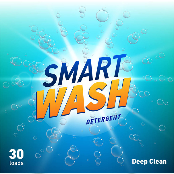 koncepcja reklamy detergentu do pakowania produktów w kolorze niebieskim - Wektor, obraz