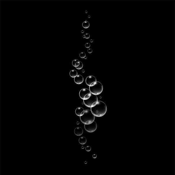 Bubbles under water vector illustration on black background - Vector, Image