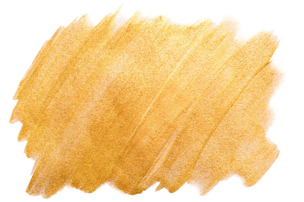 Golden watercolor stroke on white. Bright luxury background - Photo, Image