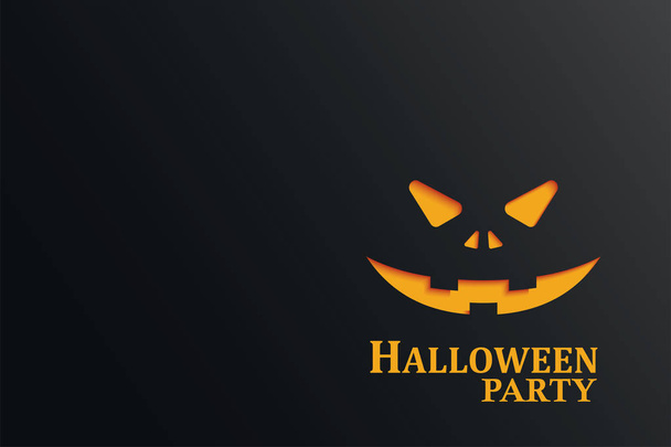 Halloween party invitation with pumpkin in dark background. Design greeting card paper art template. Use for flyer, banner, poster, vector illustration. - Vektor, obrázek