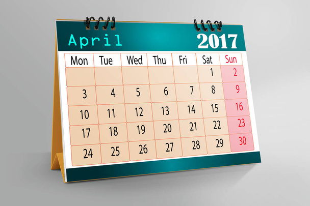Aprile 2017 calendario desktop isolato su sfondo colorato
 .  - Foto, immagini