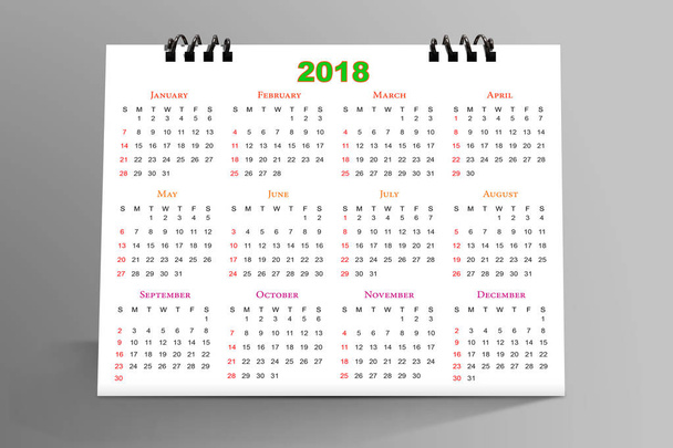 2018 calendario desktop isolato su sfondo rosa. Illustrazione 3D
. - Foto, immagini