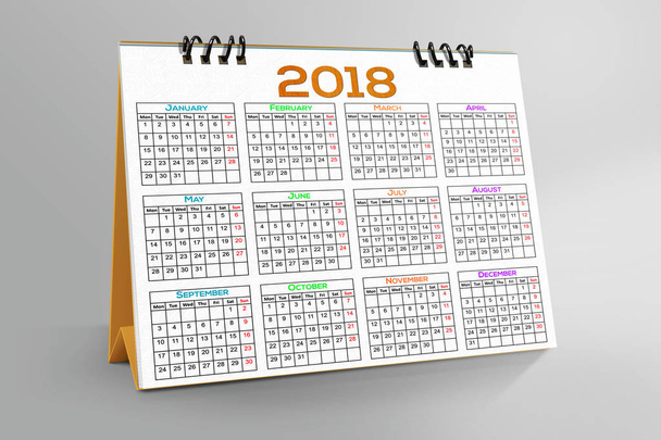 Calendario de escritorio 2018 aislado sobre fondo rosa. Ilustración 3D
. - Foto, imagen