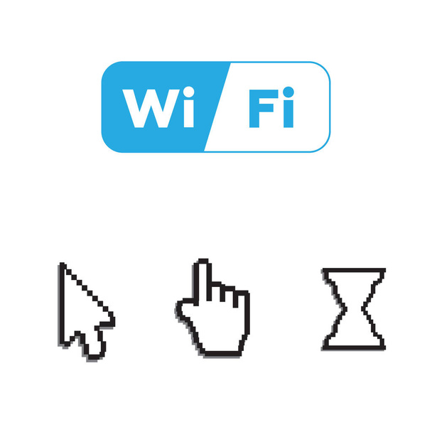 Pixel-Cursor-Symbole und kostenlose Wi-Fi-Symbole und Wifi-Anwendungen - Vektor, Bild