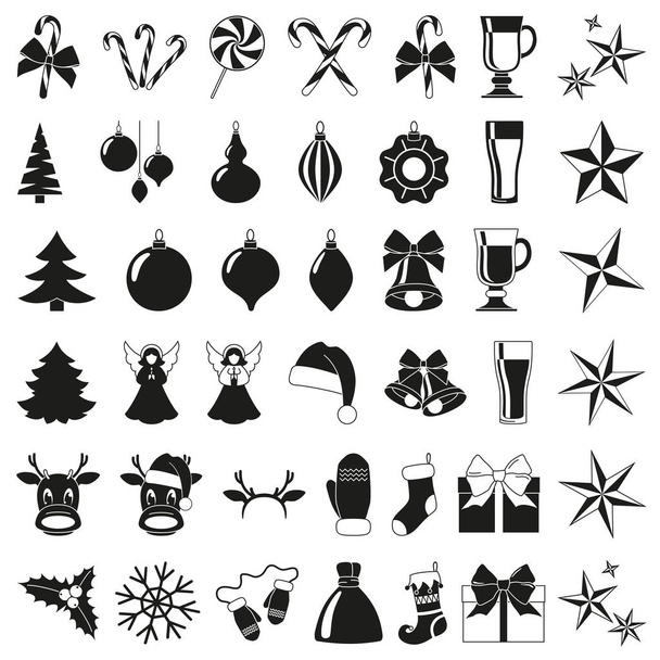 Black and white 42 christmas elements - Vettoriali, immagini