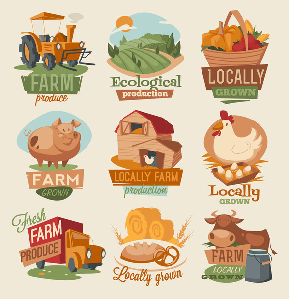 Illustration vectorielle des emblèmes agricoles rétro
  - Vecteur, image