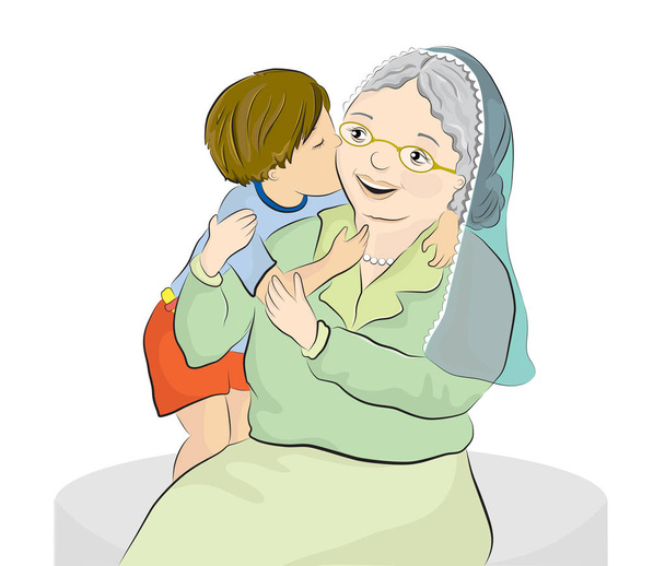 Illustration vectorielle d'une grand-mère et de son petit-fils
 - Vecteur, image