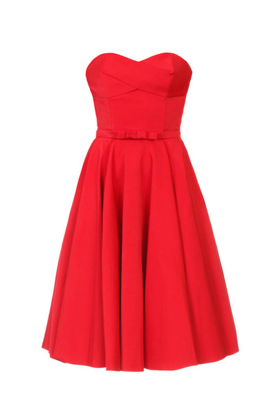 Schöne rote Kleid isoliert auf weißem Hintergrund. - Foto, Bild