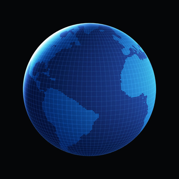 地球、黒い背景に分離された世界的なグラフィック モデル。Nasa から提供されたこのイメージの要素 - 写真・画像