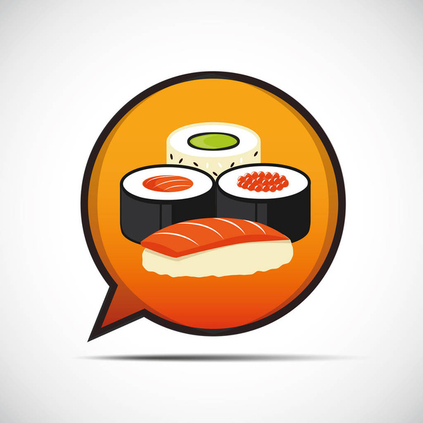 Colorful sushi set of different types in a spech bubble - Vector, Image