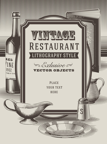Vintage restaurant background vector illustration  - Vector, Image
