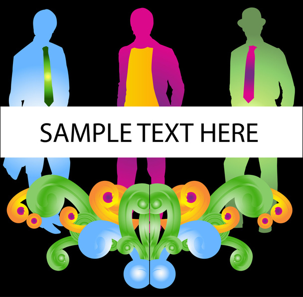 Three business man with sample text - Vector, Image