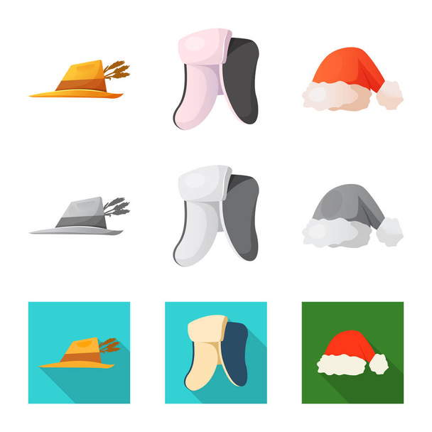 Vector illustration of headgear and cap icon. Collection of headgear and accessory stock symbol for web. - Vecteur, image