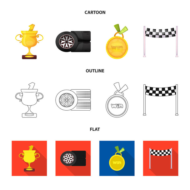 Isolated object of car and rally icon. Set of car and race stock symbol for web. - Vector, Image