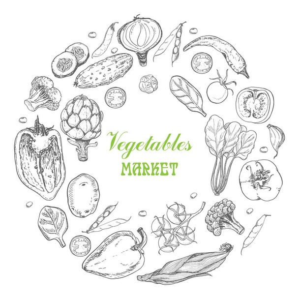 Vector ring of vegetables. New design for the vegetable market - Vector, Imagen