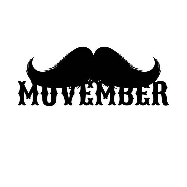 Moustaches Clipart. Black Isolated Silhouette and Hand Drawn Lettering with word Movember. Cinco de Mayo Paper Cutting Design. Mustache for barbershop or Mustache Carnival - Vector, Image
