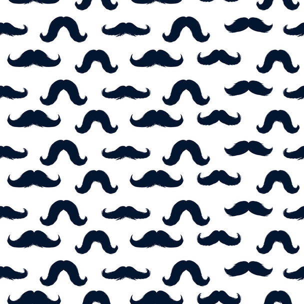 Mustaches Seamless Pattern for November Holiday Wrapping Paper. Vector  Mustache Silhouettes for Fabric Textile Design. Cinco de Mayo, Vintage Mustaches Carnival Design. - ベクター画像