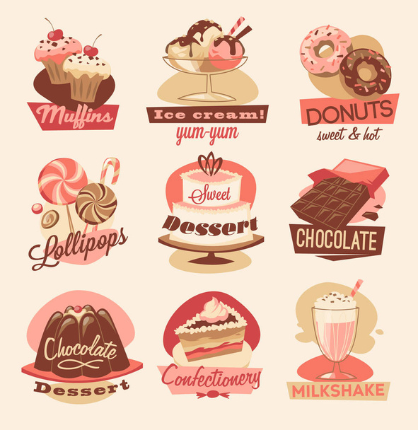 Sweets emblems vector illustration  - Vecteur, image