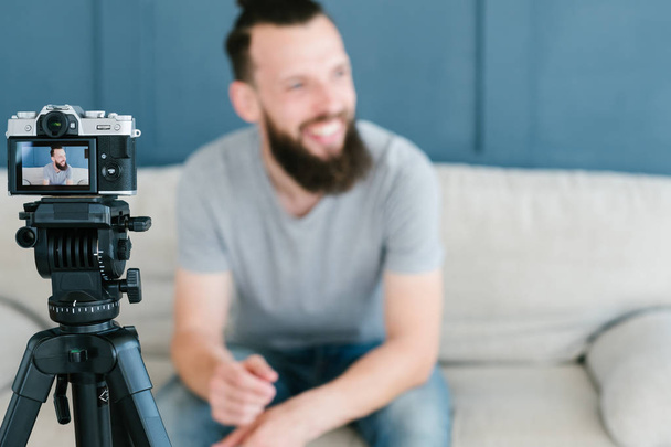 vlog man shooting video create content camera - 写真・画像