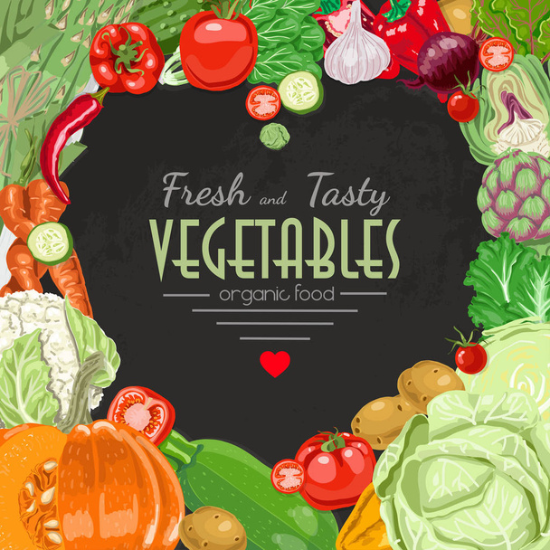 Vector background with vegetables. Vector illustration for your design - Vector, Imagen