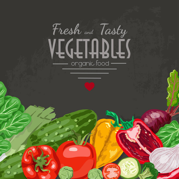 Vector background with vegetables. Vector illustration for your design - Vector, afbeelding