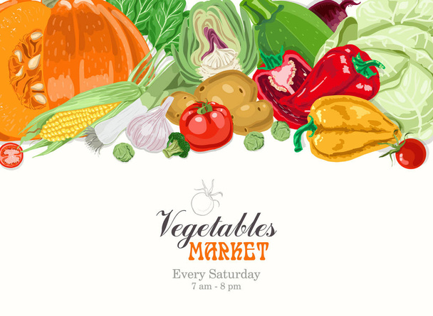 Vector background with vegetables. Vector illustration for your design - Vektor, Bild