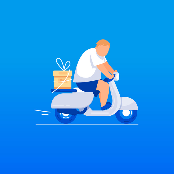 Доставка подарков Человек едет на скутере
. - Фото, изображение