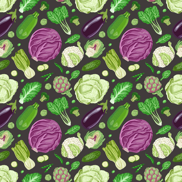 Vector seamless pattern with vegetables. Vector illustration for your design - Vektori, kuva