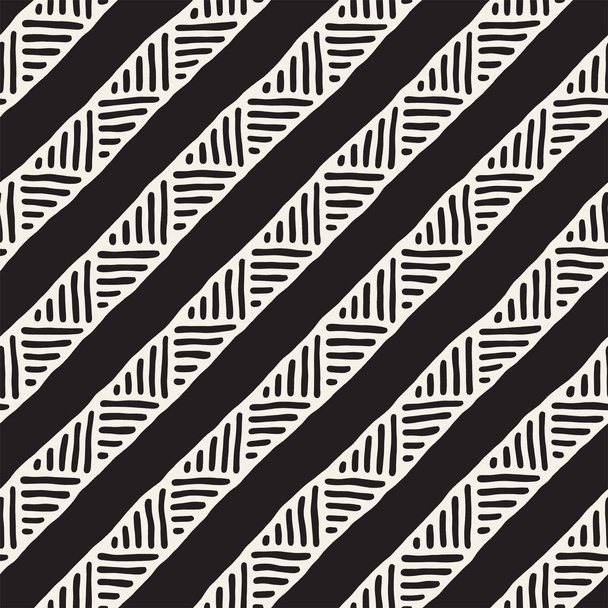 Seamless geometric doodle pattern in black and white. Adstract hand drawn lines retro texture. - Wektor, obraz