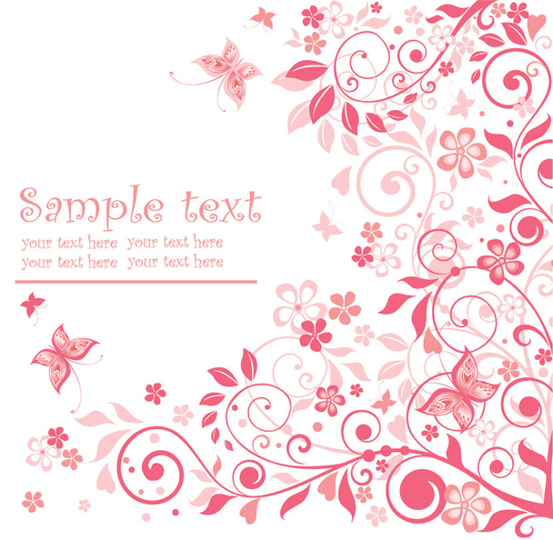 Greeting floral pink card - Vector, afbeelding