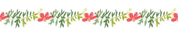 Tropikal çiçek el çizilmiş üstbilgi veya kenarlık satırı - Vektör, Görsel