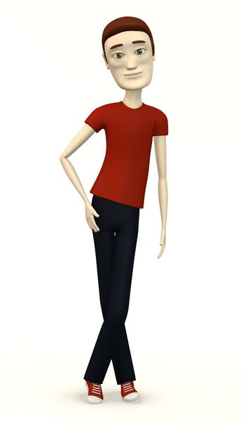 cartoon man in casual clothes- posing - Photo, Image
