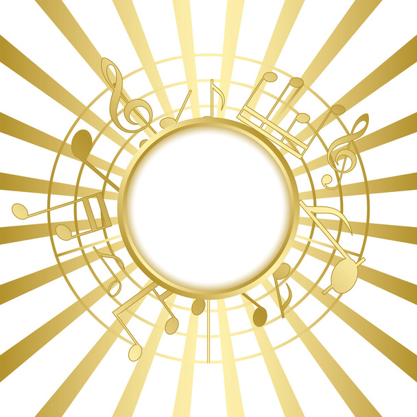 золотая музыкальная карта с лучами - вектор
 - Вектор,изображение