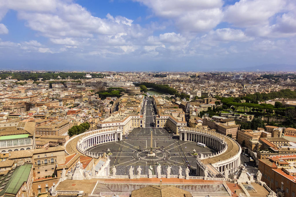 View on Square of St Peter 's, Vatican, Tiber River And Rome from the Top of the Cathedral
 - Фото, изображение