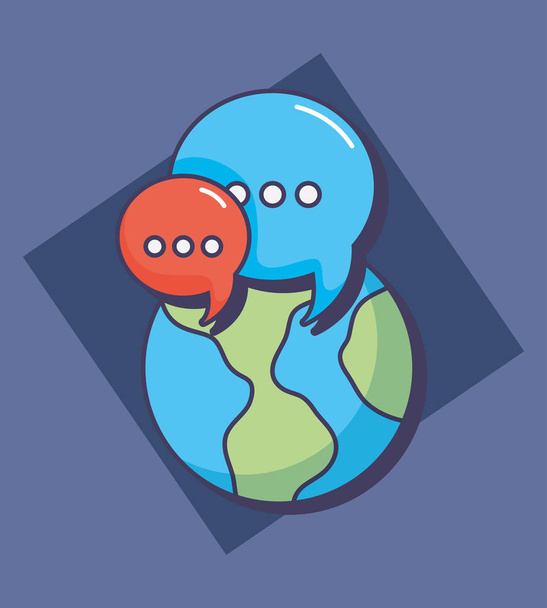 világ bolygó kommunikációs üzenet beszélgetés - Vektor, kép