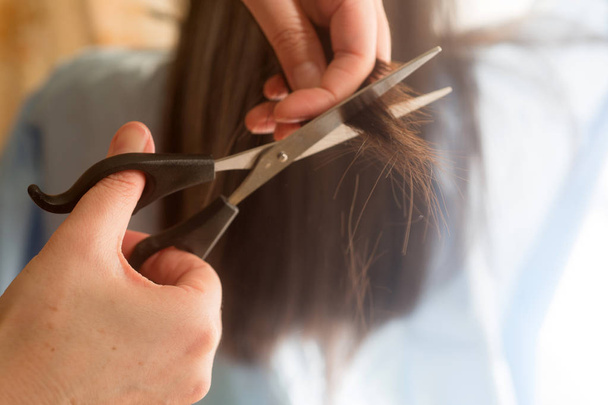cutting kids hair, close up view - Photo, Image