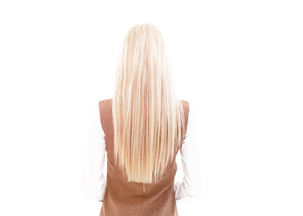 business background.rear view of a modern young business woman .photo in full growth - 写真・画像