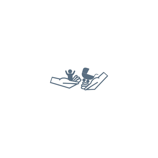 mains tenant bébé et landau icône de style plat, illustration vectorielle
   - Vecteur, image