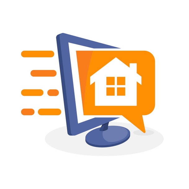 Ilustração de ícone de vetor com conceito de mídia digital sobre informações de propriedade de habitação
 - Vetor, Imagem