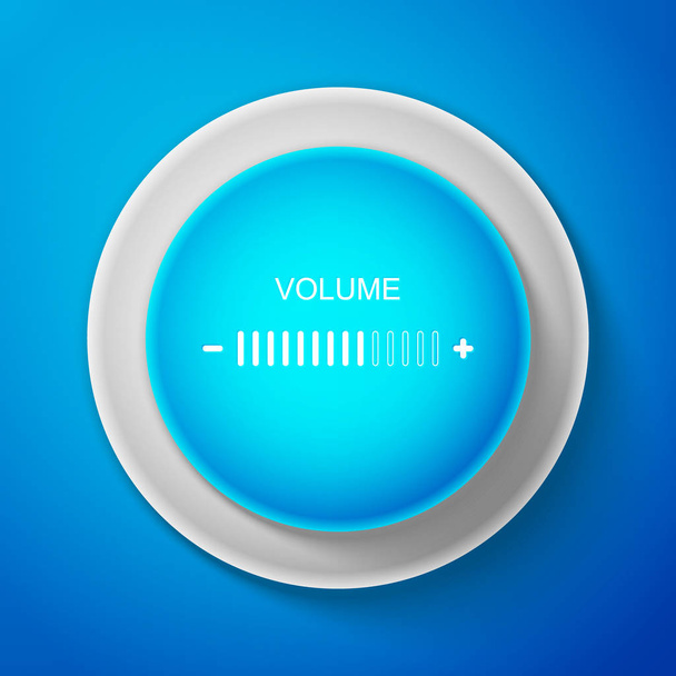 Icono de ajuste de volumen blanco aislado sobre fondo azul. Botón azul círculo con línea blanca. Ilustración vectorial
 - Vector, Imagen