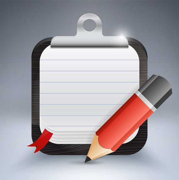 Notepad with pencil. Vector - Vector, Image