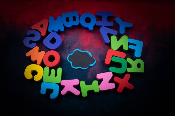 Speech bubble and  Colorful Letters of Alphabet - Photo, Image