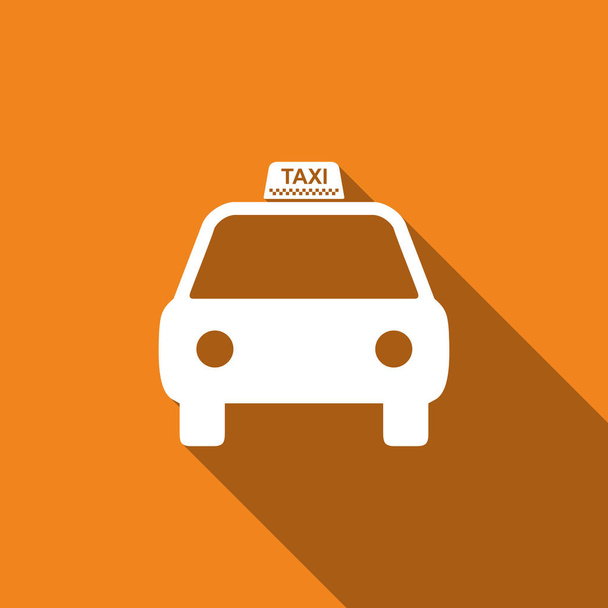 Taxi car icon isolated with long shadow. Flat design. Vector Illustration - Vector, Image